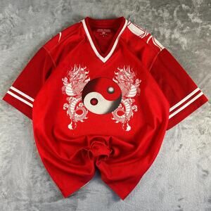 Vintage Y2K JNCO Jeans Red Dragon AOP Yin Yang Rare Jersey Size Small